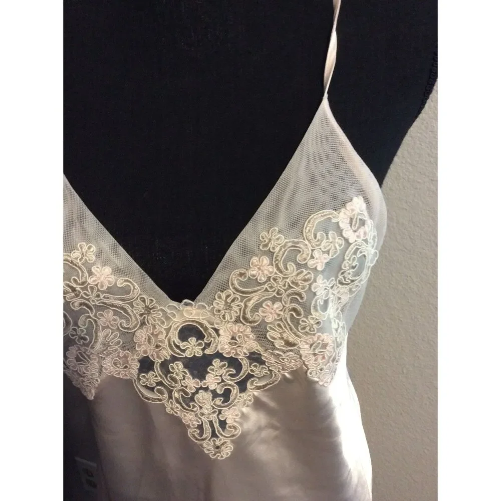 Soft Pink Slip Chemise Nightgown Dress M Lace Bodice Intimate Linea Donatella